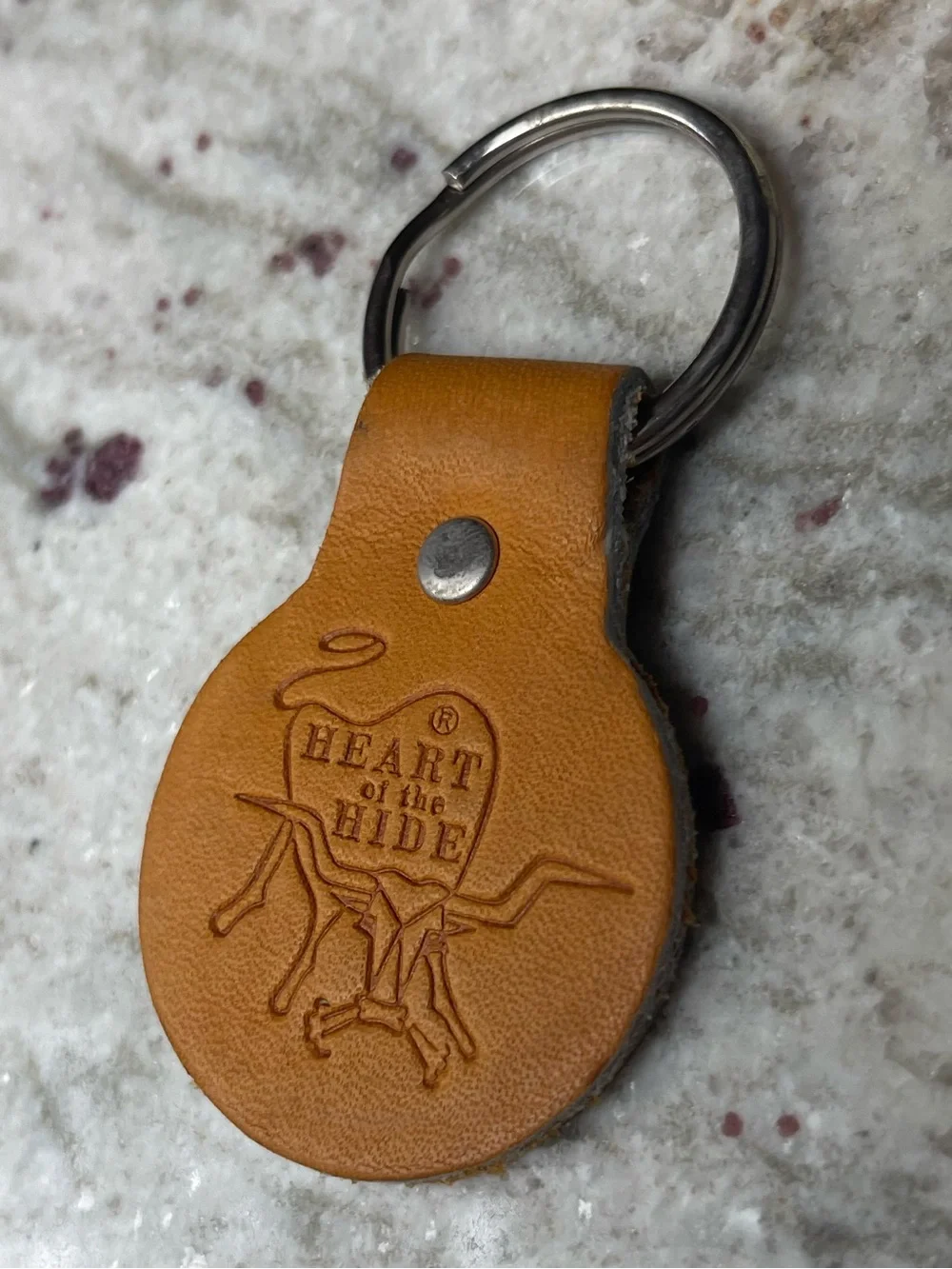 Rawlings Heart of the Hide Leather Key Chain Key Ring Keychain Light Brown Bull